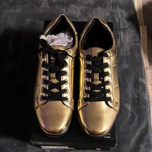 INC Gold Sneakers with Black Laces